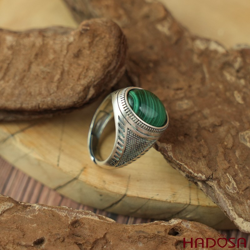 Nhẫn bạc 925 đá Lông Công 12*16mm