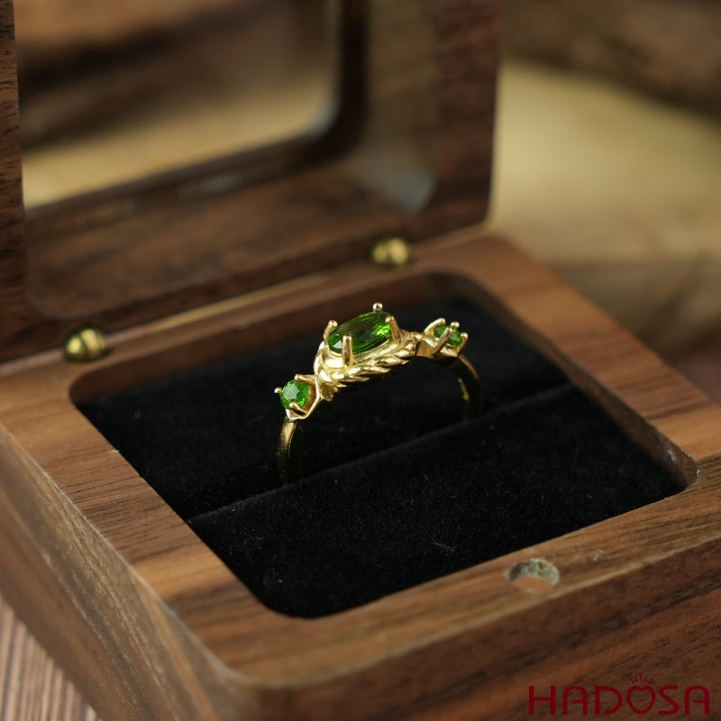 Nhẫn đá Diopside 4*6mm bạc 925