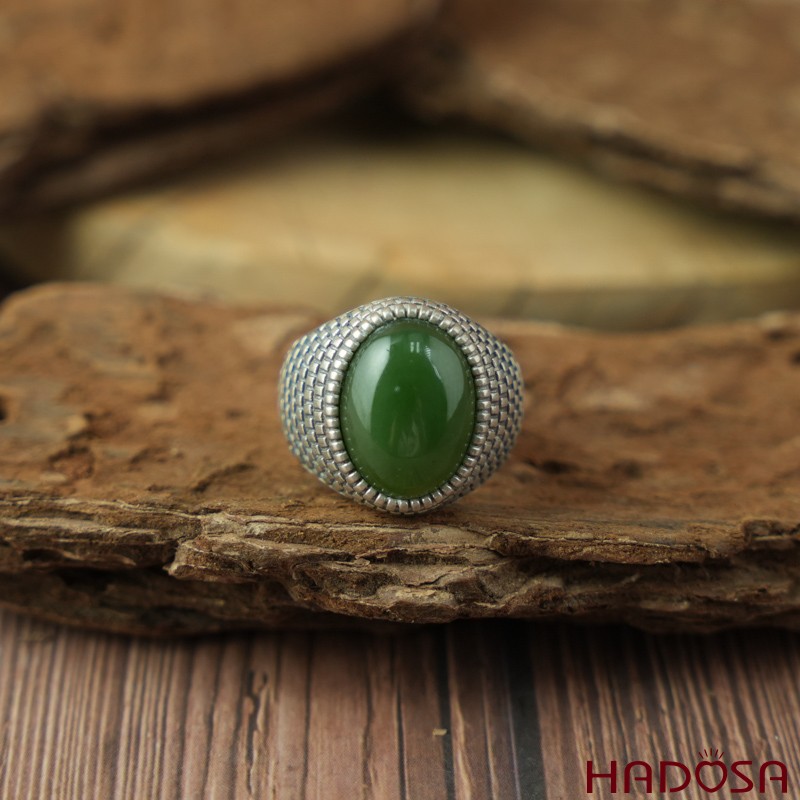 Nhẫn nam bạc 925 Ngọc bích Canada