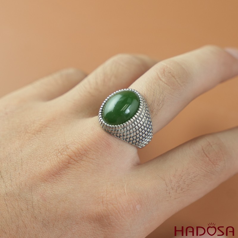 Nhẫn nam bạc 925 Ngọc bích Canada