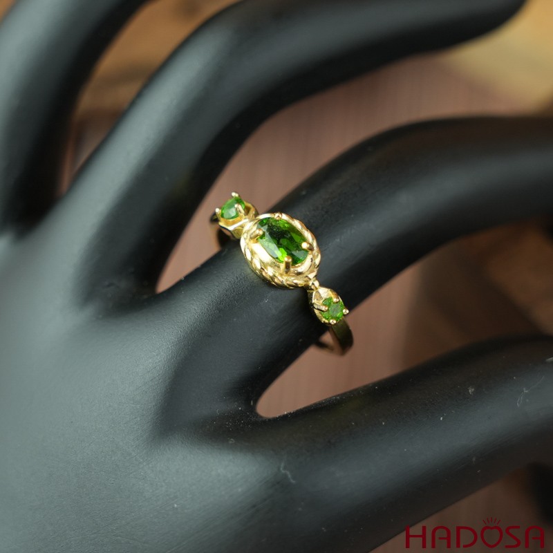 Nhẫn đá Diopside 4*6mm bạc 925