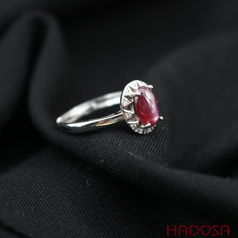 Nhẫn bạc đính đá Ruby sao 5x8mm