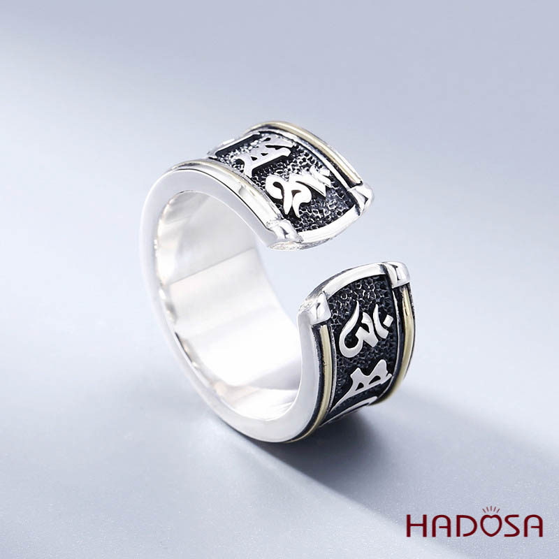 Nhẫn bạc nam Lục Tự Đại Minh Chân Ngôn