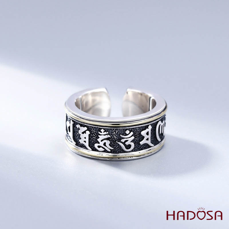 Nhẫn bạc nam Lục Tự Đại Minh Chân Ngôn