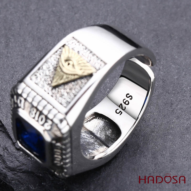 Nhẫn bạc nam mặt đá xanh