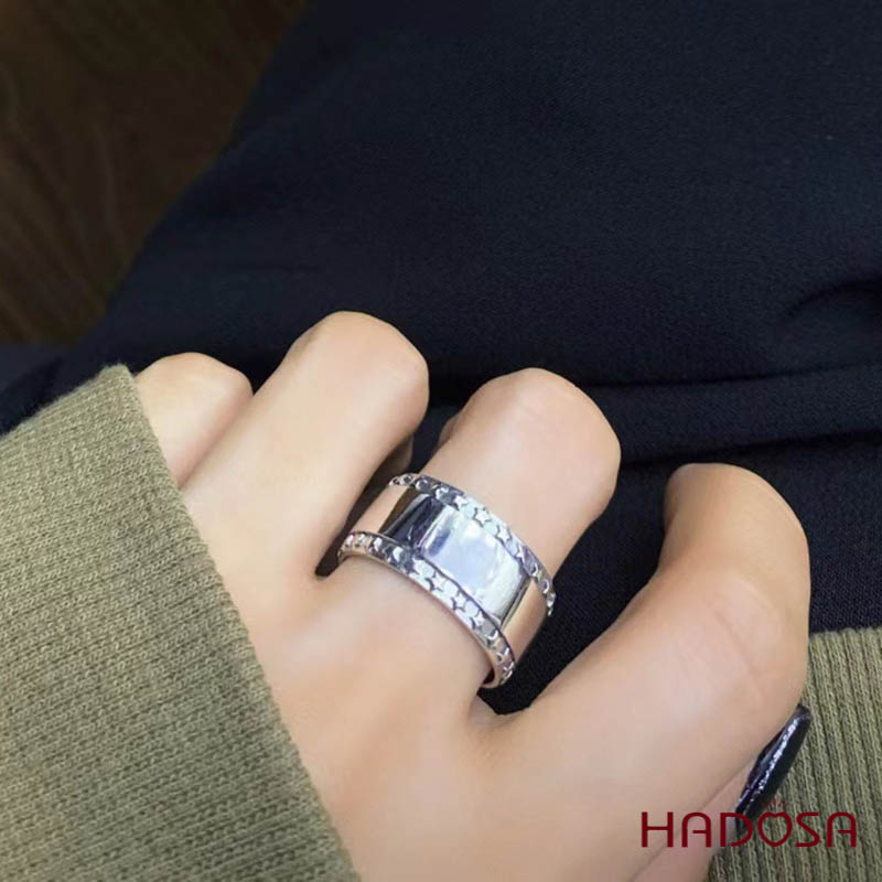 Nhẫn bạc nam trơn viền sao
