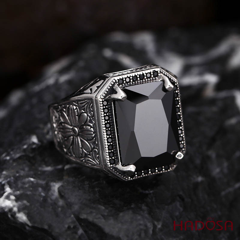 Nhẫn Nam Bạc Thái 925 Hắc Vương Quyền Hoa Fleur De Lis