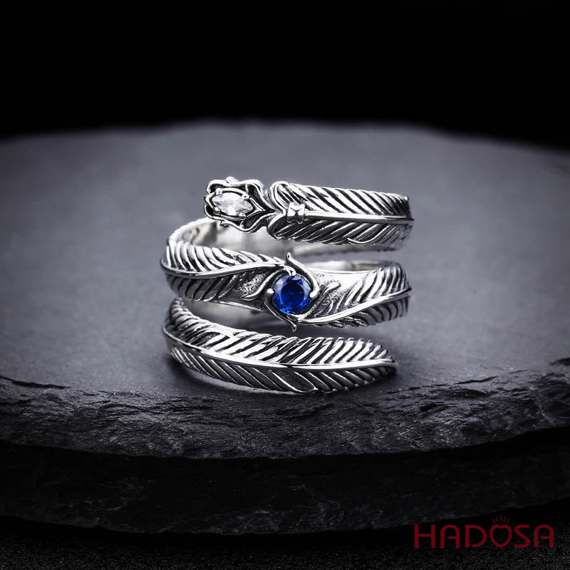 Nhẫn bạc Thái đá xanh