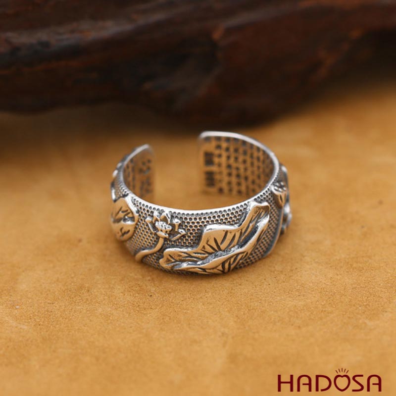 Nhẫn bac Thái nam bông sen