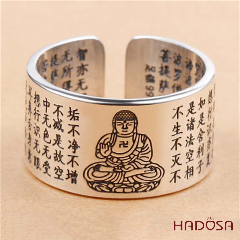 Nhẫn bạc nam Phật bản mệnh Adida (Tuất, Hợi)