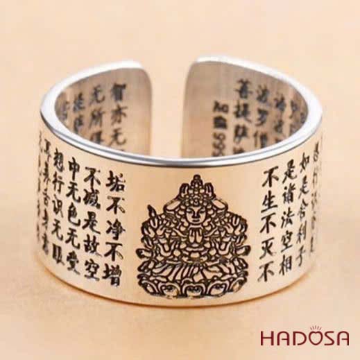 Nhẫn bạc nam  Phật bản mệnh Thiên Thủ Thiên Nhãn (Tý)