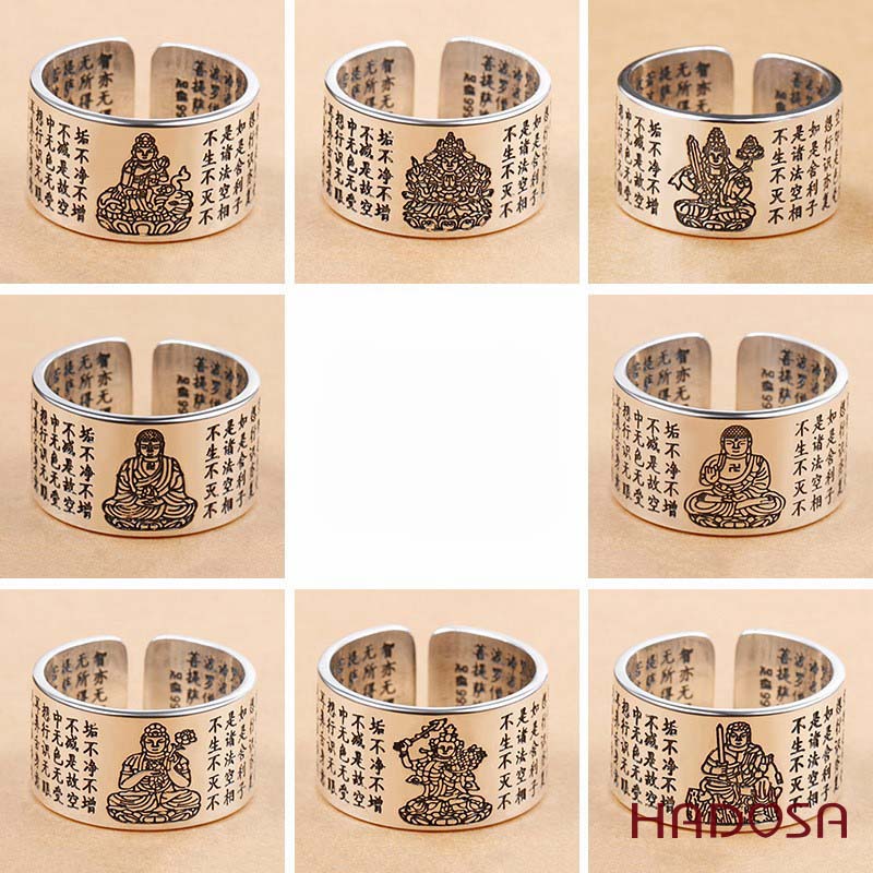 Nhẫn bạc nam  Phật bản mệnh Thiên Thủ Thiên Nhãn (Tý)