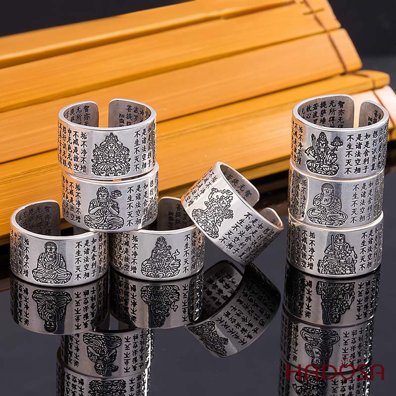 Nhẫn bạc nam  Phật bản mệnh Văn Thù (Mão)