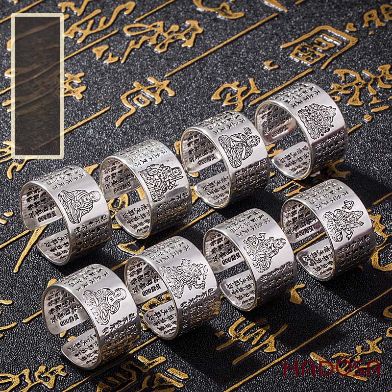 Nhẫn bạc nam  Phật bản mệnh Văn Thù (Mão)