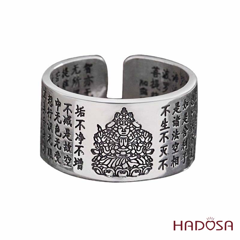 Nhẫn bạc nam  Phật bản mệnh Văn Thù (Mão)