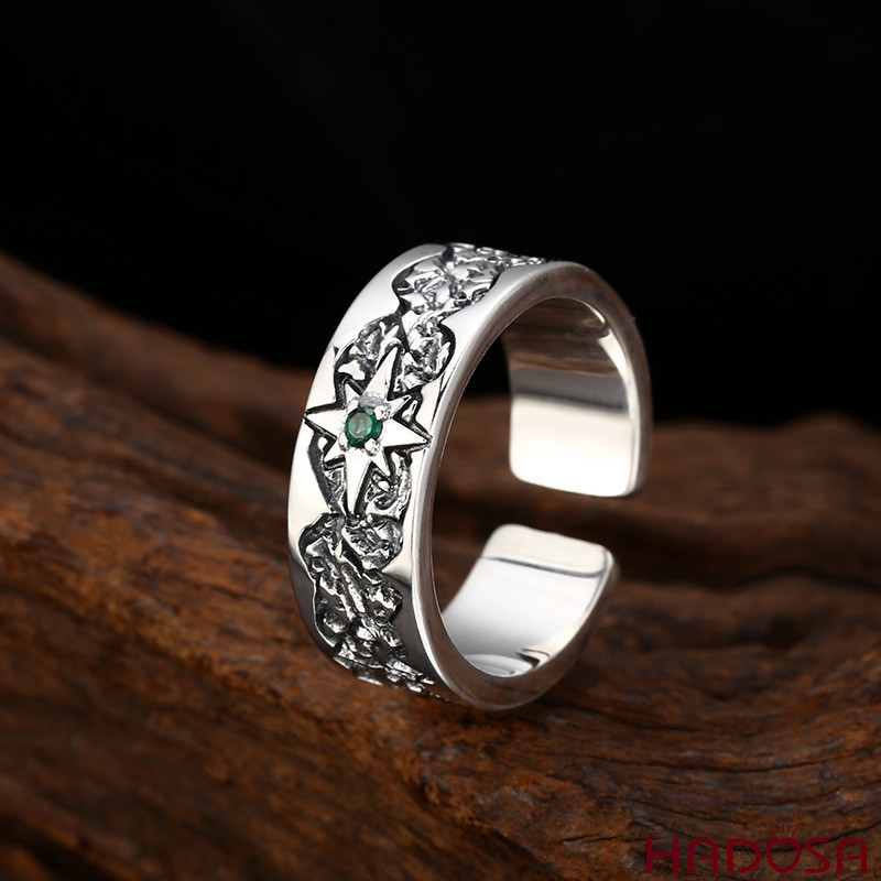 Nhẫn Bạc Nam Sao Tám Ánh Sáng Dẫn Đường