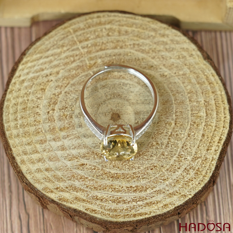 Nhẫn Citrine thạch anh vàng 9*11mm bạc 925