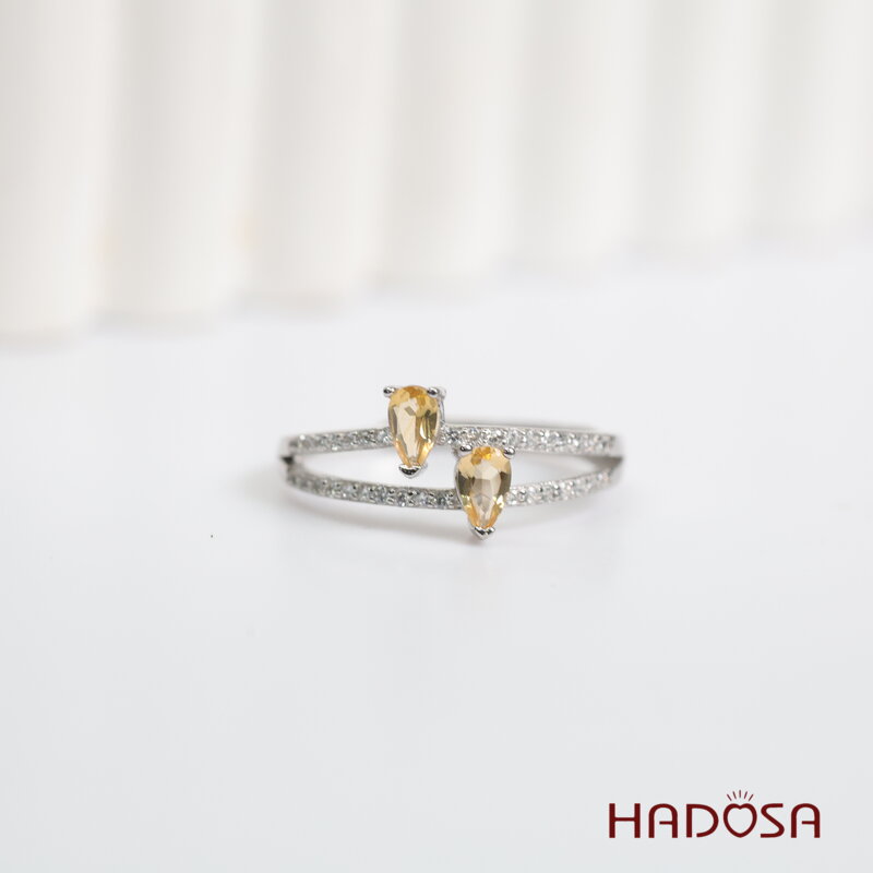 Nhẫn đá Citrine 3*5mm bạc 925