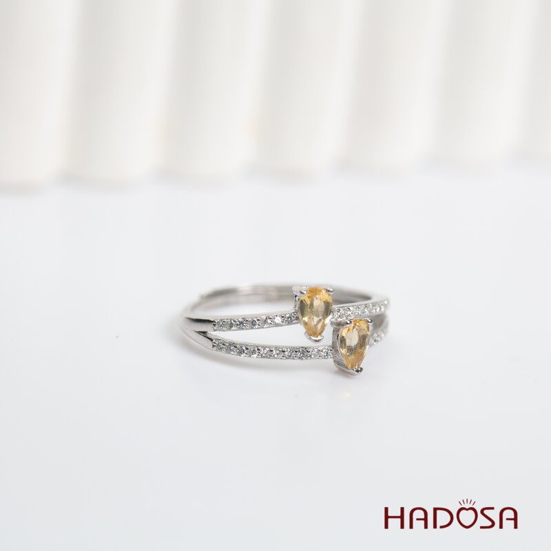 Nhẫn đá Citrine 3*5mm bạc 925