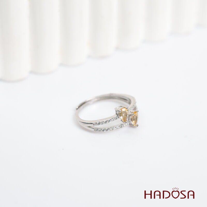 Nhẫn đá Citrine 3*5mm bạc 925
