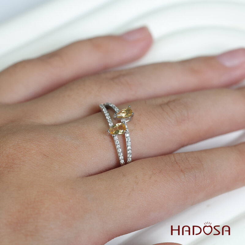 Nhẫn đá Citrine 3*5mm bạc 925