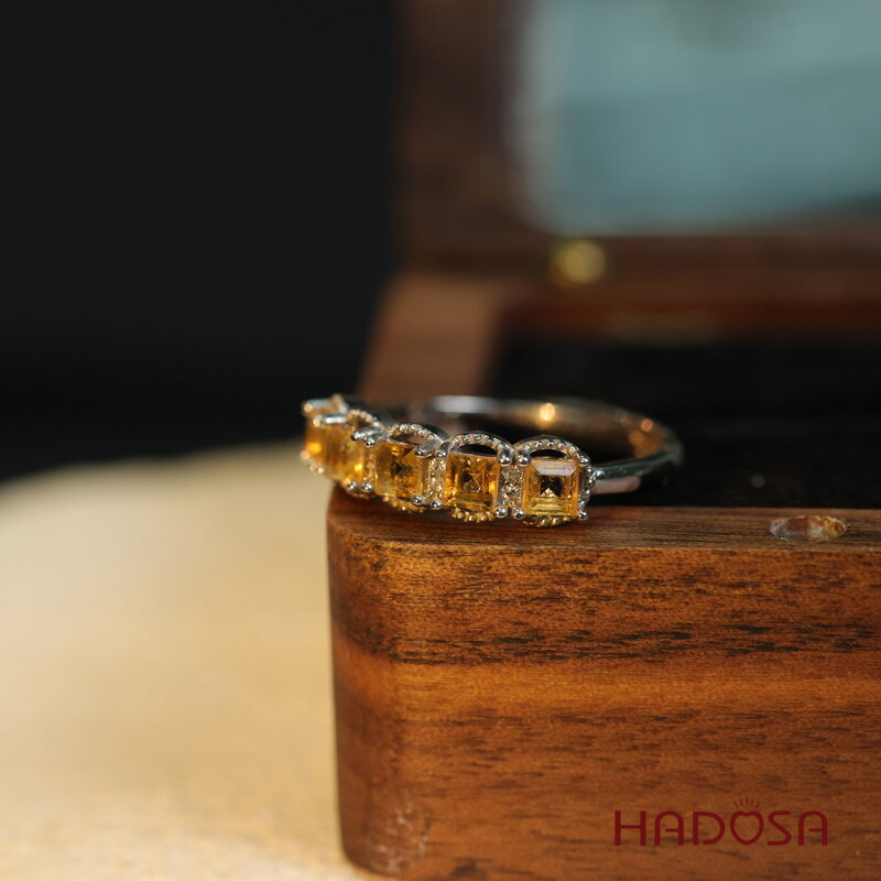 Nhẫn đá Citrine 3mm bạc 925