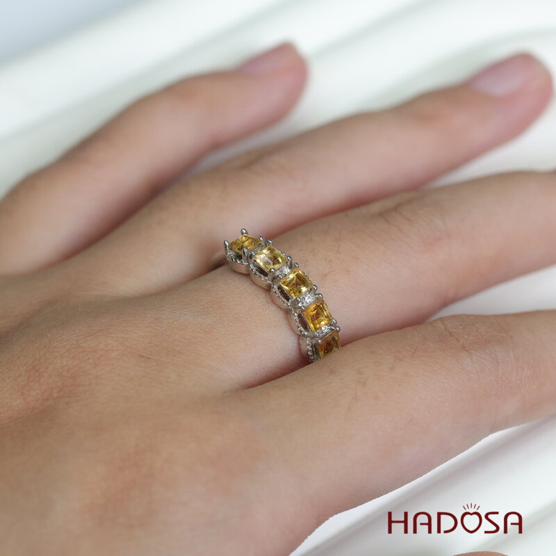 Nhẫn đá Citrine 3mm bạc 925