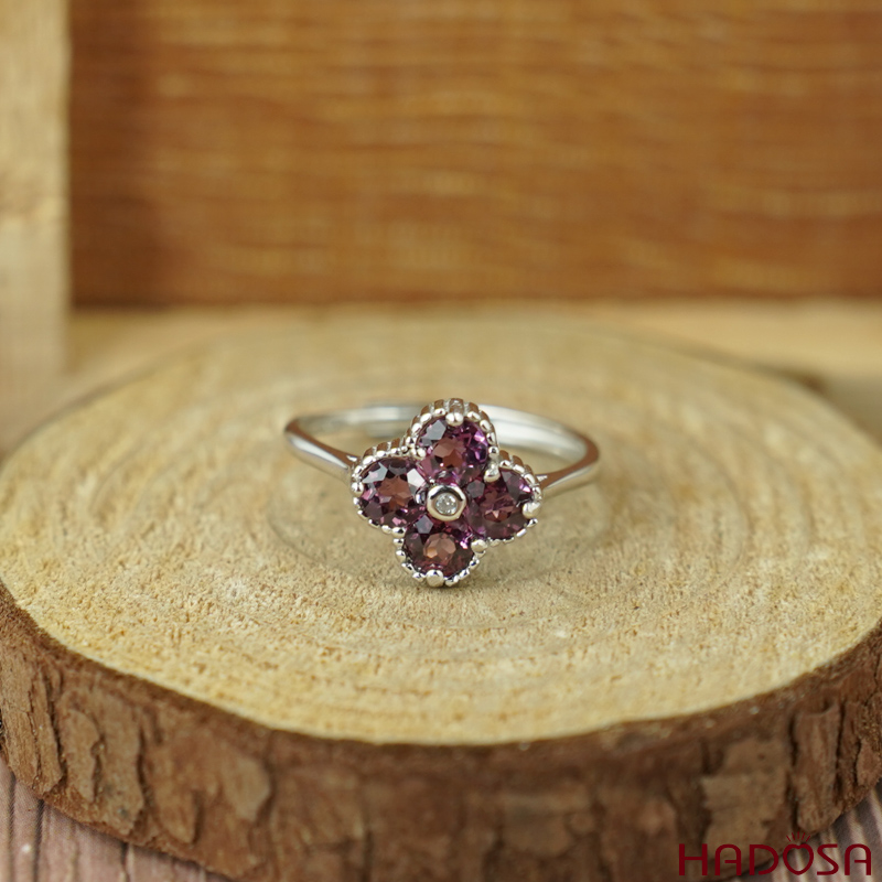 Nhẫn đá Garnet 4.0mm bạc 925