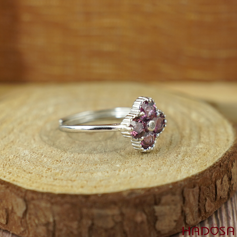 Nhẫn đá Garnet 4.0mm bạc 925