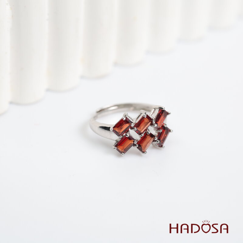 Nhẫn đá garnet 3x5mmbạc 925