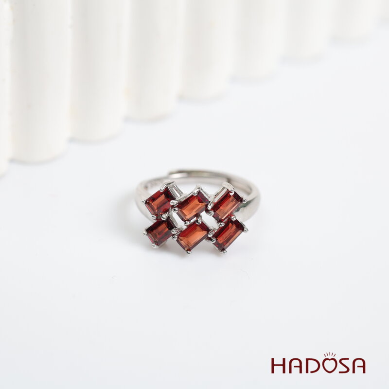 Nhẫn đá garnet 3x5mmbạc 925