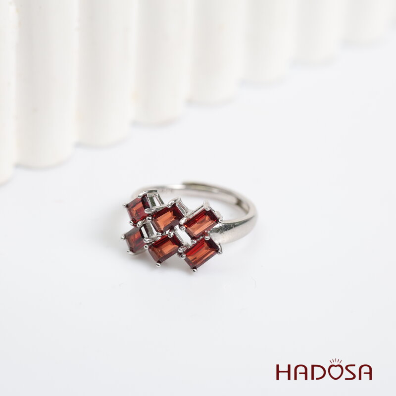 Nhẫn đá garnet 3x5mmbạc 925