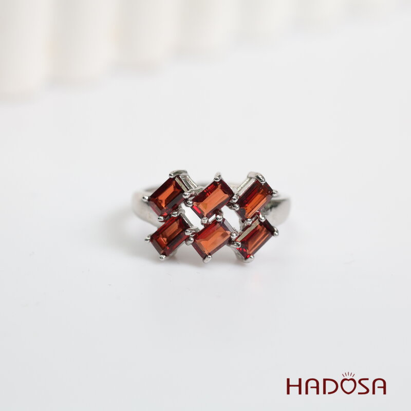 Nhẫn đá garnet 3x5mmbạc 925