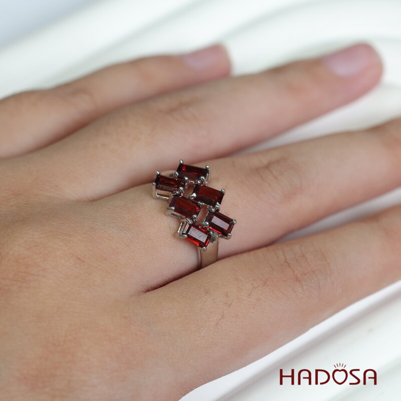 Nhẫn đá garnet 3x5mmbạc 925