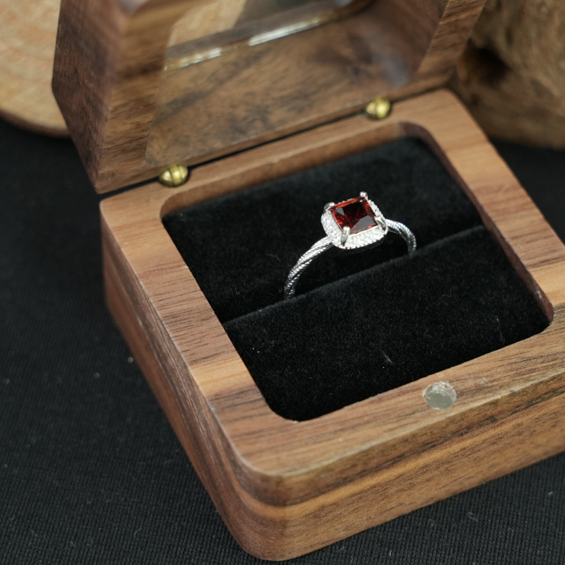 Nhẫn đá garnet 5mm bạc 925