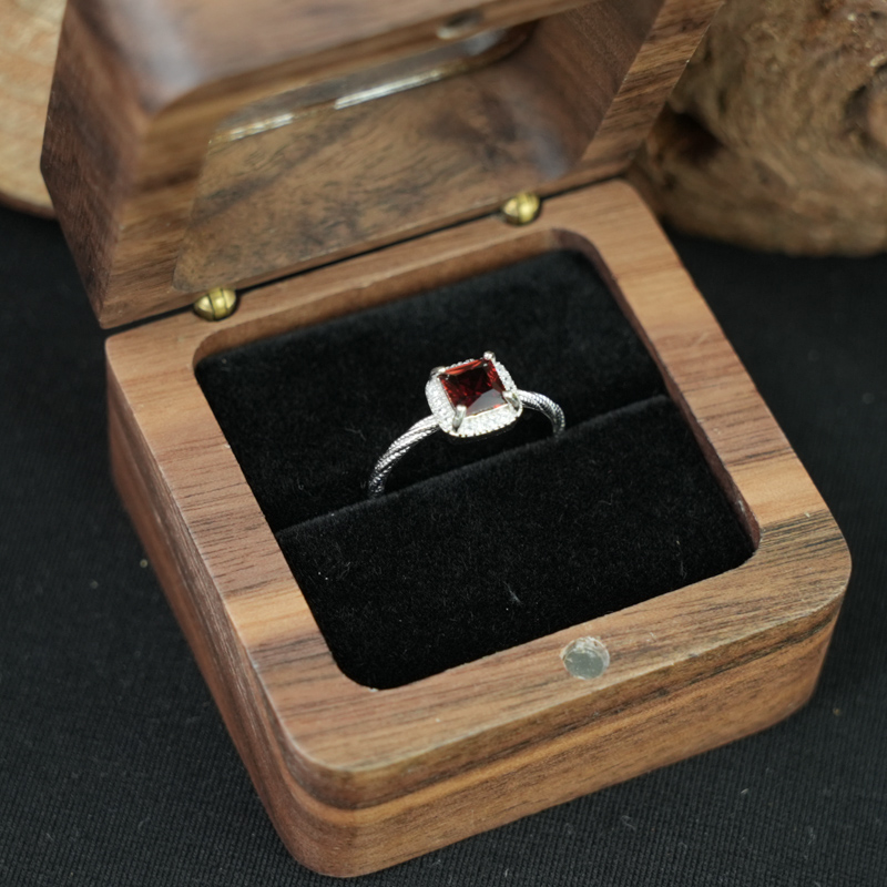 Nhẫn đá garnet 5mm bạc 925