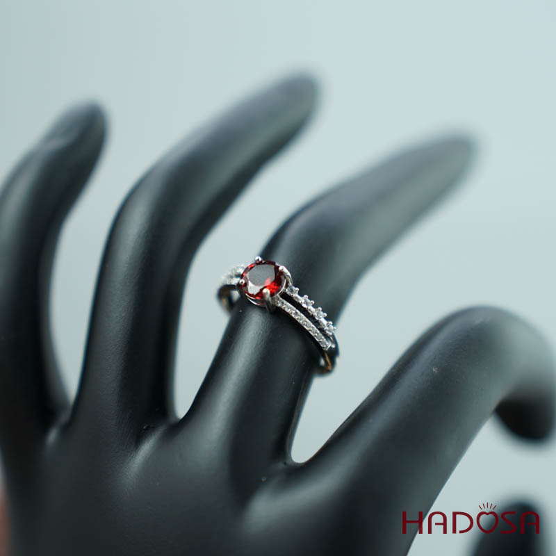Nhẫn đá Garnet 6mm bạc 925