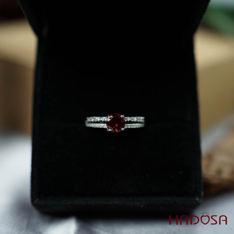 Nhẫn đá Garnet 6mm bạc 925