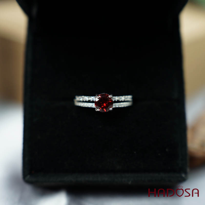 Nhẫn đá Garnet 6mm bạc 925