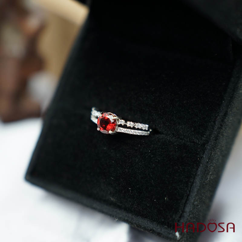 Nhẫn đá Garnet 6mm bạc 925
