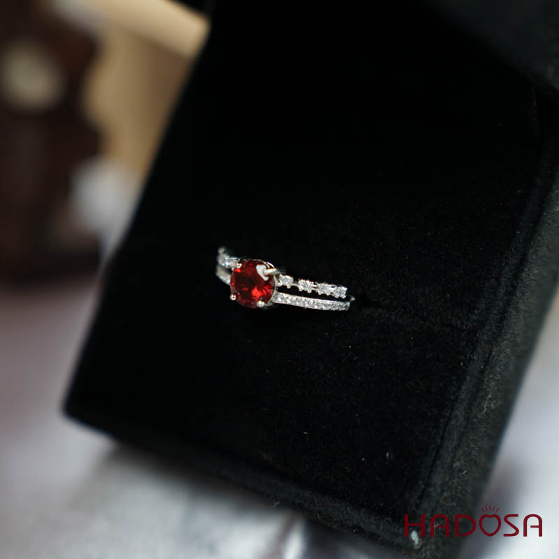 Nhẫn đá Garnet 6mm bạc 925