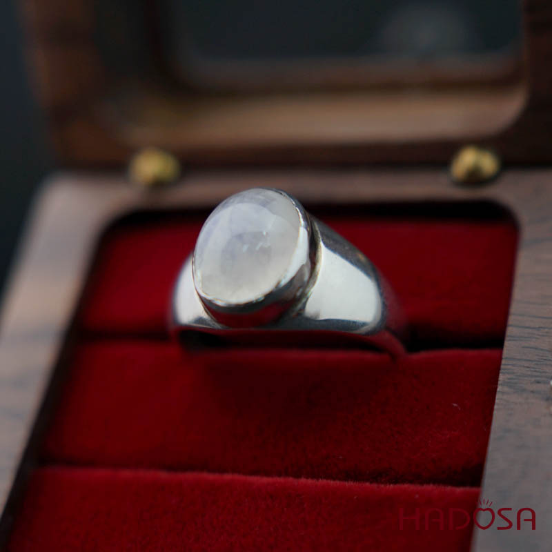 Nhẫn đá Mặt trăng cao cấp bạc 925