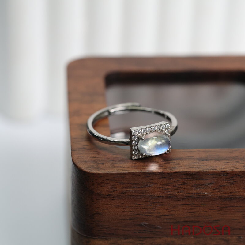 Nhẫn đá moonstone 5x7mm bạc 925