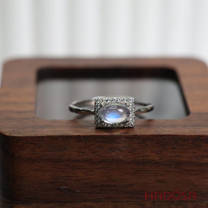 Nhẫn đá moonstone 5x7mm bạc 925