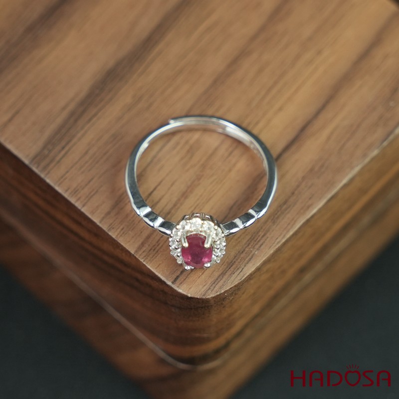 Nhẫn đá Ruby (gf) face 4*6mm bạc 925