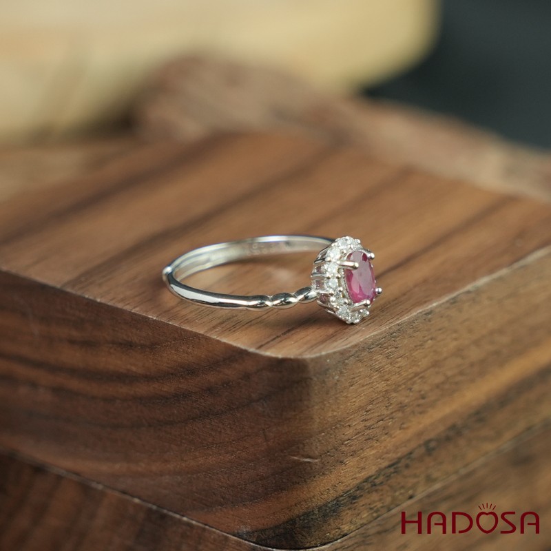 Nhẫn đá Ruby (gf) face 4*6mm bạc 925