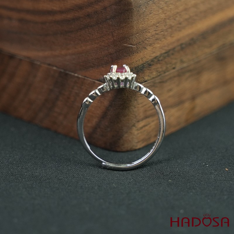 Nhẫn đá Ruby (gf) face 4*6mm bạc 925