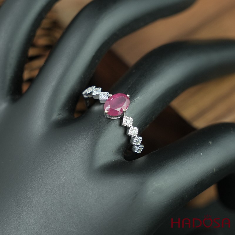 Nhẫn đá Ruby (gf) face 5*7mm bạc 925