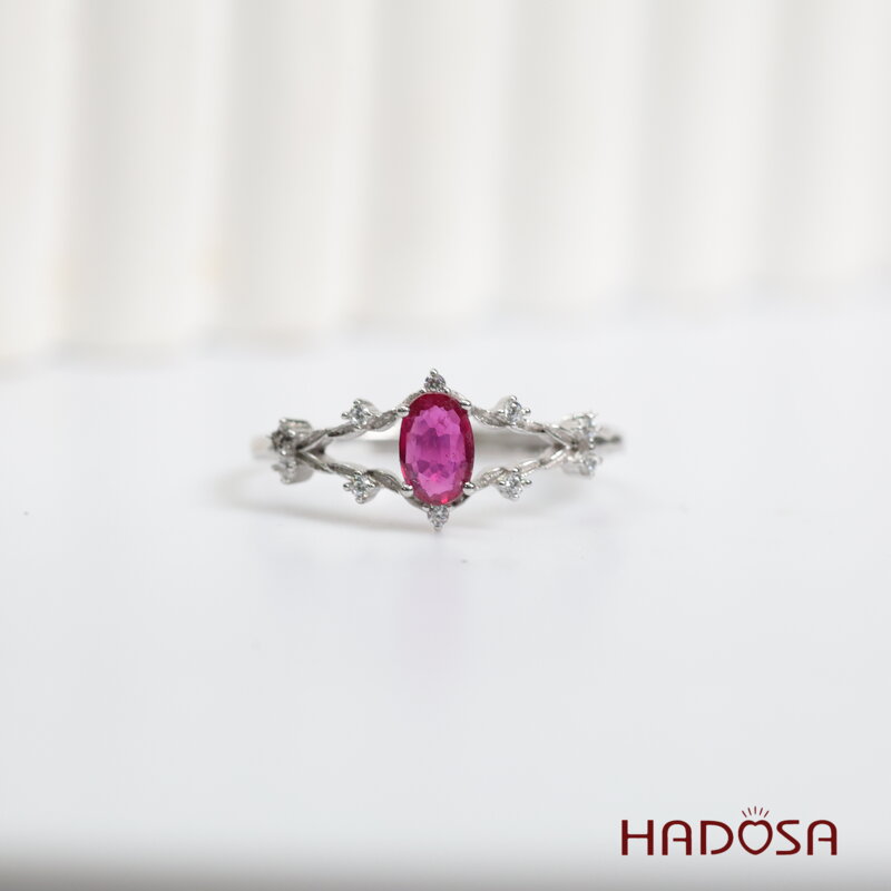 Nhẫn đá Ruby (gf) face 4*6mm bạc 925