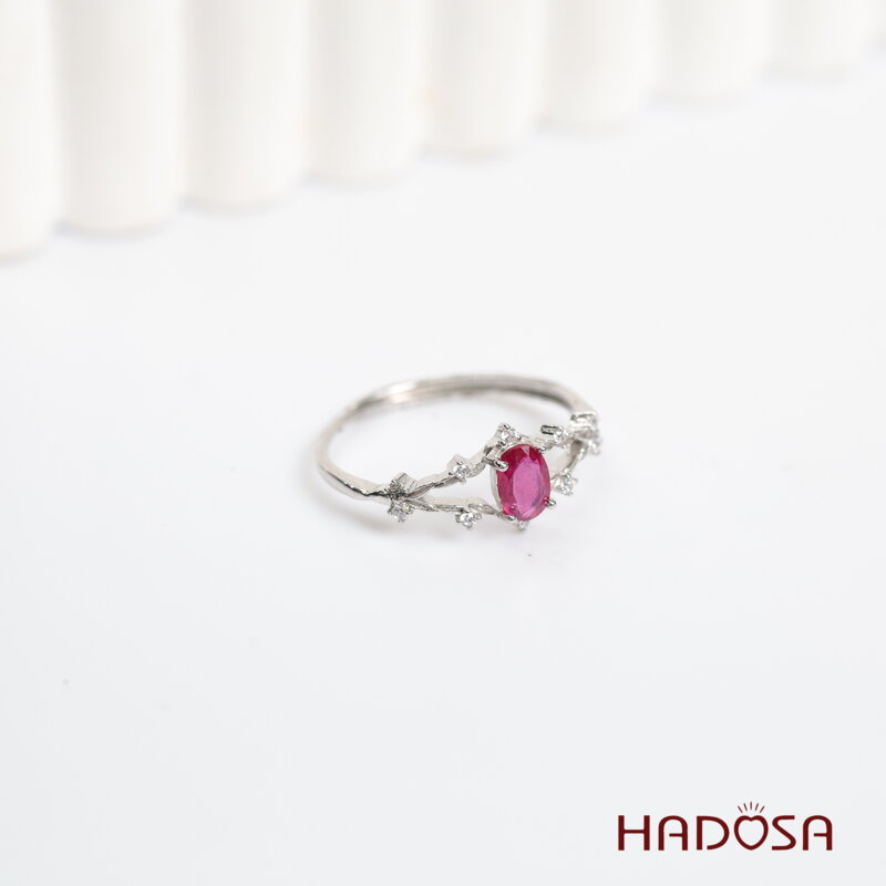 Nhẫn đá Ruby (gf) face 4*6mm bạc 925